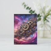 Steampunk Industrial Clockwork Paarse en Roze Briefkaart (Staand voorkant)