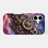 Steampunk Industrial Clockwork Paarse en Roze iPhone 16 Hoesje (Achterkant horizontaal)