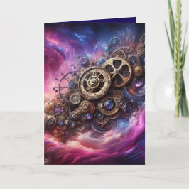 Steampunk Industrial Clockwork Paarse en Roze Kaart