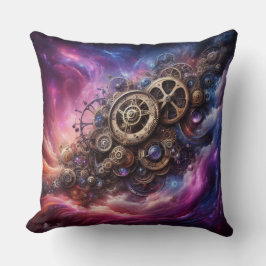 Steampunk Industrial Clockwork Paarse en Roze Kussen