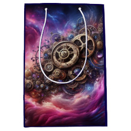 Steampunk Industrial Clockwork Paarse en Roze Medium Cadeauzakje