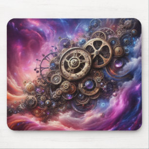 Steampunk Industrial Clockwork Paarse en Roze Muismat