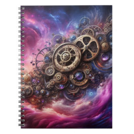 Steampunk Industrial Clockwork Paarse en Roze Notitieboek