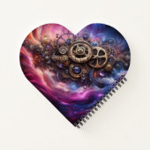 Steampunk Industrial Clockwork Paarse en Roze Notitieboek (Achterkant)