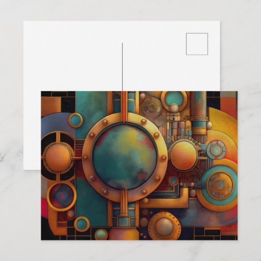 Steampunk Industrial Geometry Art Briefkaart (Voorkant / Achterkant)