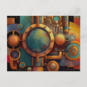 Steampunk Industrial Geometry Art Briefkaart (Voorkant)