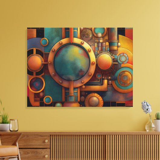 Steampunk Industrial Geometry Art Canvas Afdruk (Insitu (Woonkamer))
