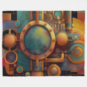 Steampunk Industrial Geometry Art Fleece Deken (Voorkant (Horizontaal))