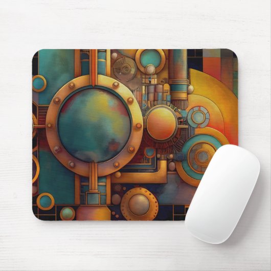 Steampunk Industrial Geometry Art Muismat (Met muis)