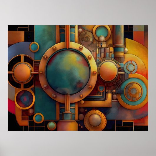 Steampunk Industrial Geometry Art Poster (Voorkant)