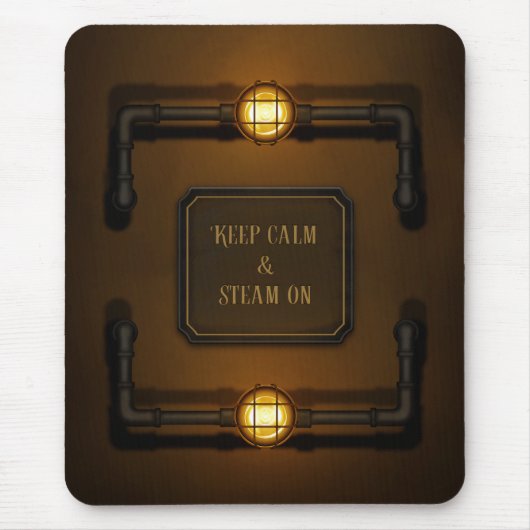 Steampunk Industrial Sign. "Keep Calm & Steam On" Muismat (Voorkant)