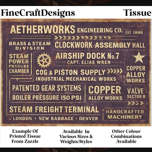 Steampunk Industrial Typography Sign FA4 Decoupage Tissuepapier