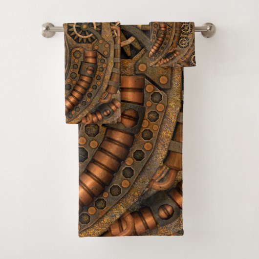 Steampunk Industrial Vintage Clockwork Bad Handdoek (Insitu)