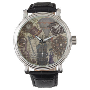 Steampunk  industrieel mechanisch tandwiel horloge