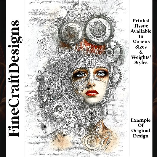 Steampunk Industriële Blauwdruk Stijl M8 Decoupage Tissuepapier