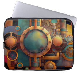 Steampunk Industriële Geometrische Kunst Laptop Sleeve