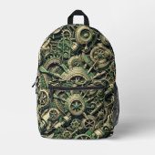 Steampunk Industriële Groene Clockwork Gears Bedrukte Rugzak (Voorkant)