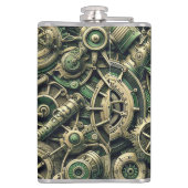 Steampunk Industriële Groene Clockwork Gears Heupfles (Achterkant)
