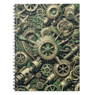 Steampunk Industriële Groene Clockwork Gears Notitieboek