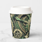 Steampunk Industriële Groene Clockwork Gears Papieren Bekers (Voorkant)