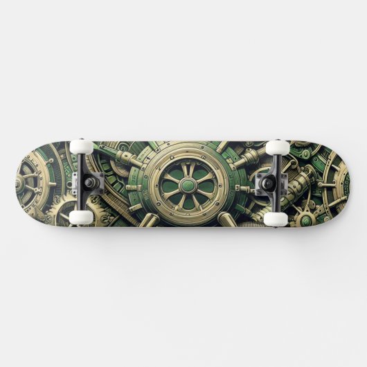 Steampunk Industriële Groene Clockwork Gears Persoonlijk Skateboard (Horizontaal)
