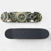Steampunk Industriële Groene Clockwork Gears Persoonlijk Skateboard (Horizontaal)