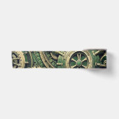 Steampunk Industriële Groene Clockwork Gears Satijnen Lint (Voorkant)