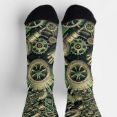 Steampunk Industriële Groene Clockwork Gears Sokken (Top)