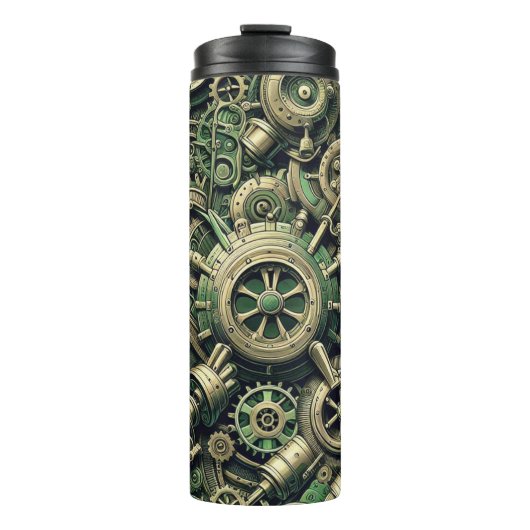 Steampunk Industriële Groene Clockwork Gears Thermosbeker (Voorkant)