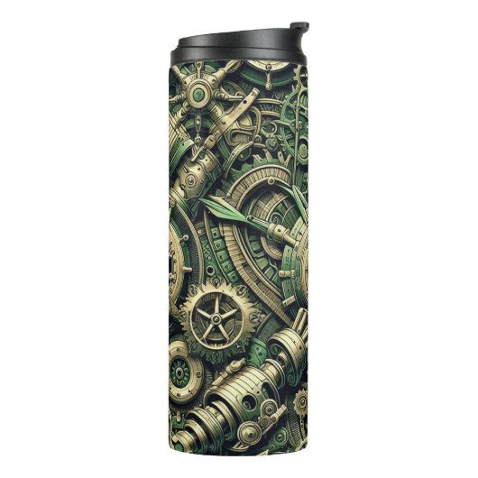 Steampunk Industriële Groene Clockwork Gears Thermosbeker (Gedraaid links)