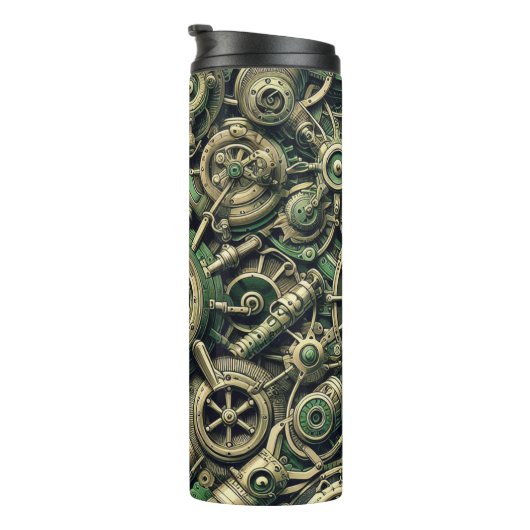 Steampunk Industriële Groene Clockwork Gears Thermosbeker (Geroteerd rechts)