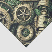 Steampunk Industriële Groene Clockwork Gears Tissuepapier (Detail)