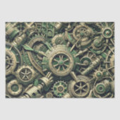 Steampunk Industriële Groene Clockwork Gears Tissuepapier (Voorkant)