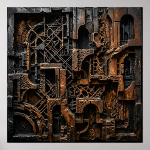 Steampunk Industriële Machinerie Poster