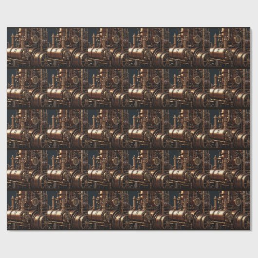 Steampunk Industriële Motor Cadeaupapier (Vlak)