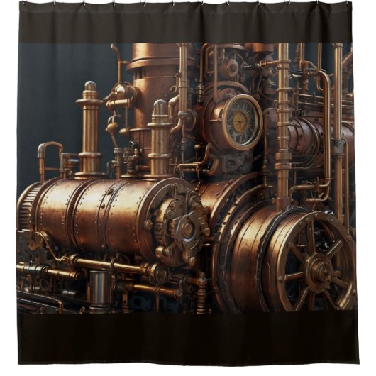 Steampunk Industriële Motor Douchegordijn (Voorkant)