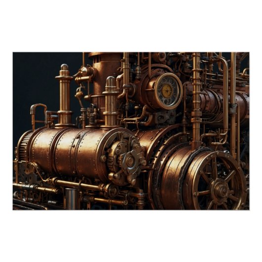 Steampunk Industriële Motor Perfect Poster (Voorkant)