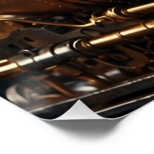 Steampunk Industriële Motor Perfect Poster (Hoek)