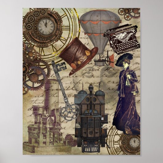 Steampunk  Industriële Victoriaans Dystopie Poster (Voorkant)