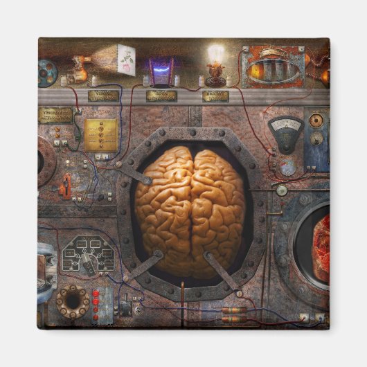 Steampunk - informatieoverbelasting magneet (Voorkant)