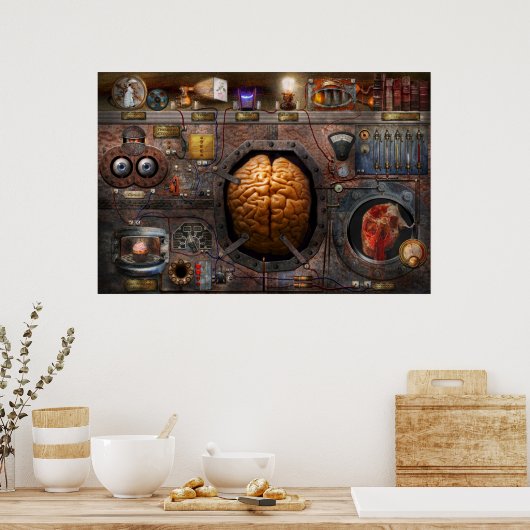 Steampunk - informatieoverbelasting poster (Keuken)