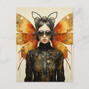 Steampunk Insect Vrouw Briefkaart