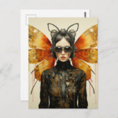 Steampunk Insect Vrouw Briefkaart (Voorkant / Achterkant)