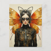Steampunk Insect Vrouw Briefkaart (Voorkant)