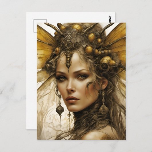 Steampunk Insect Vrouw Briefkaart (Voorkant / Achterkant)