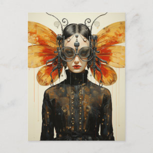 Steampunk Insect Wing Woman Briefkaart