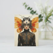 Steampunk Insect Wing Woman Briefkaart (Staand voorkant)