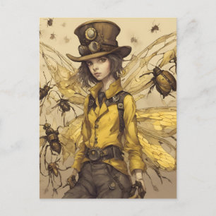 Steampunk Insectendame Briefkaart