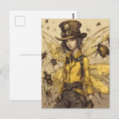 Steampunk Insectendame Briefkaart (Voorkant / Achterkant)