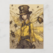 Steampunk Insectendame Briefkaart (Voorkant)